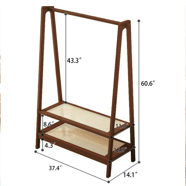 Onaway 37.4'' Solid Wood Clothes Rack with 2 Storage Shelves Wayfair